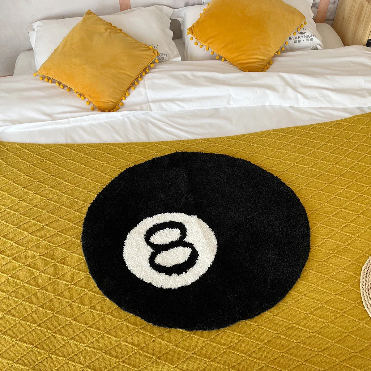 Black Billiards Plush 8 Ball Rug
