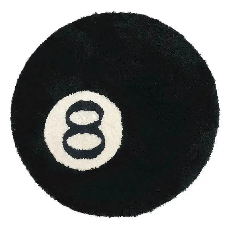 Black Billiards Plush 8 Ball Rug