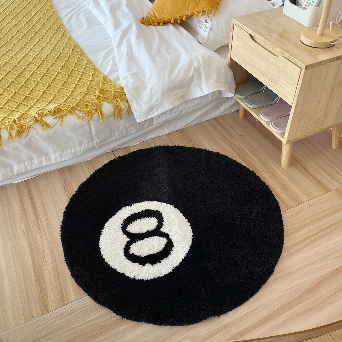Black Billiards Plush 8 Ball Rug