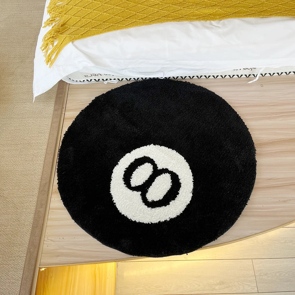Black Billiards Plush 8 Ball Rug