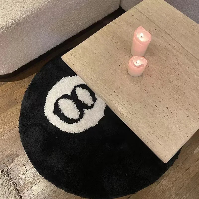 Black Billiards Plush 8 Ball Rug